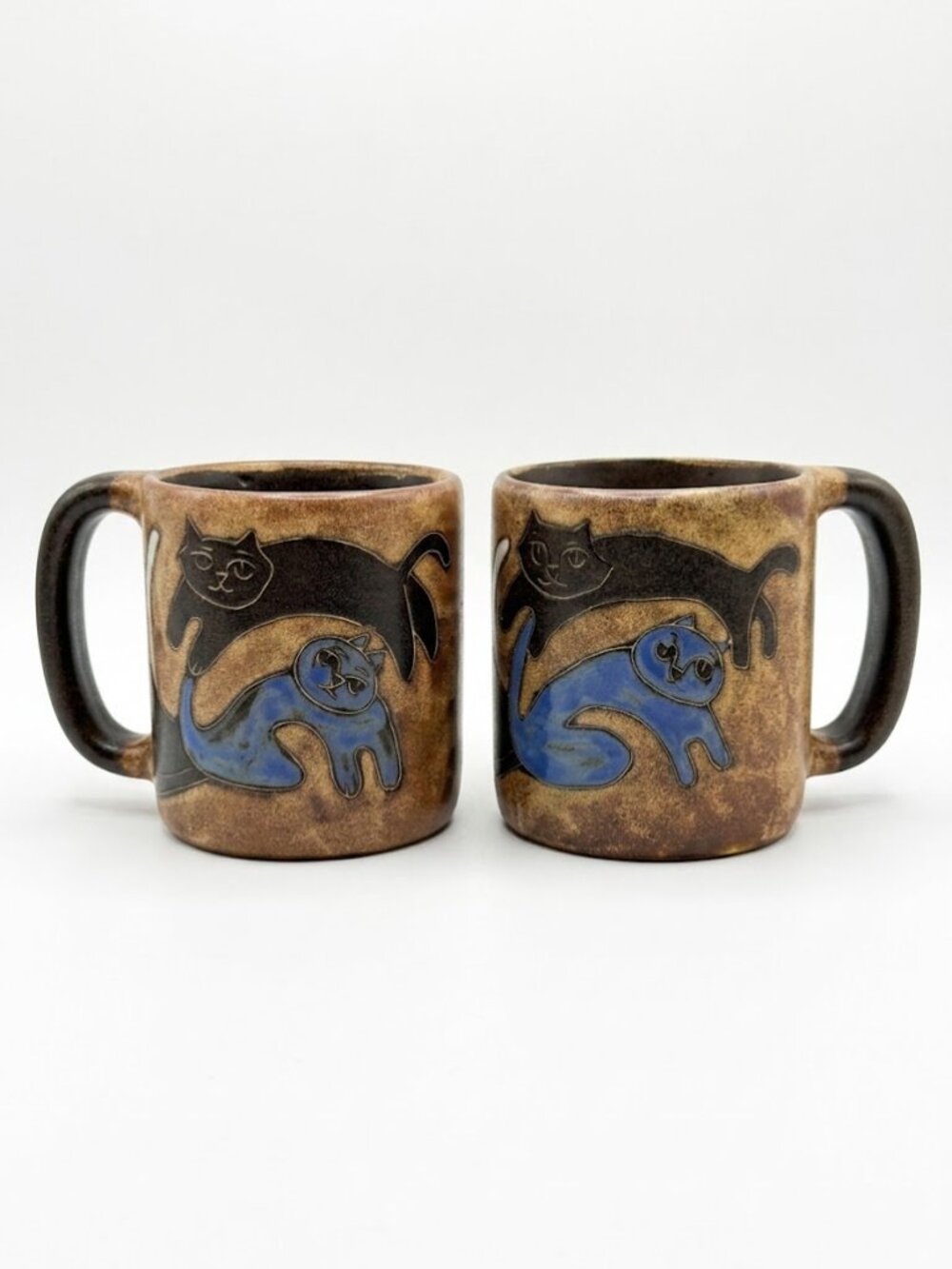 Cats Mara Mug Stoneware Pottery 16oz Handcrafted Coffee Tea Brown Lead Free Lot